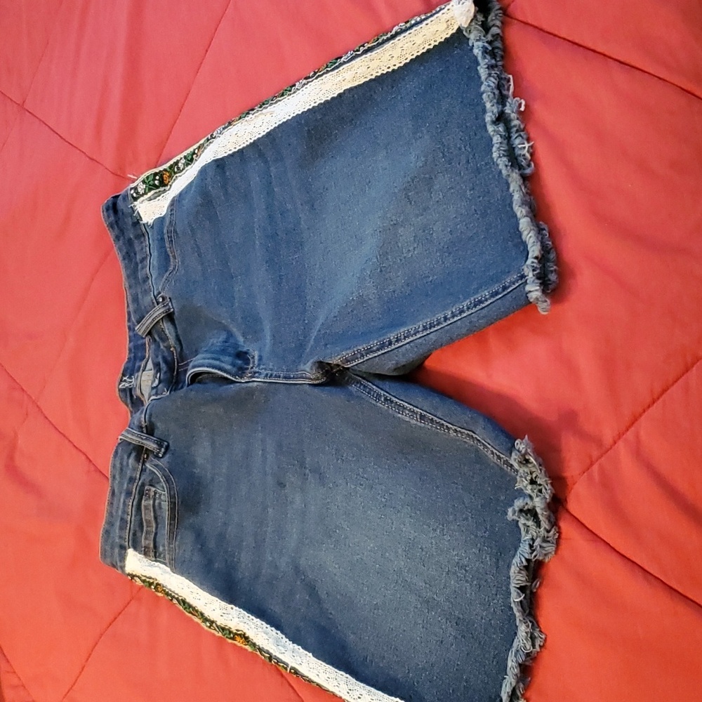 NY&C denim shorts, lace sides, size 10